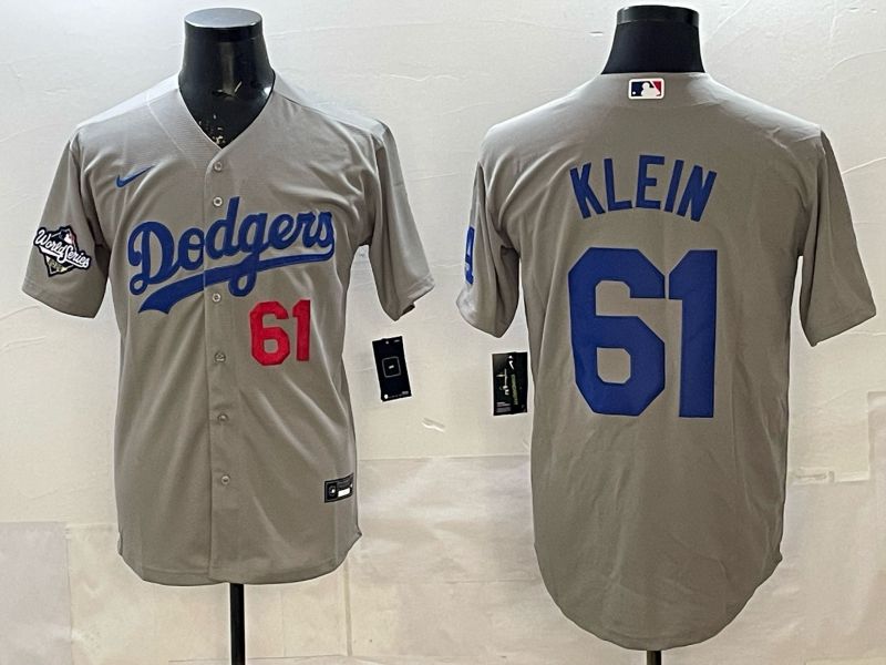 Men 2025 Nike Los Angeles Dodgers #61 Klein Grey Game MLB Jersey 07